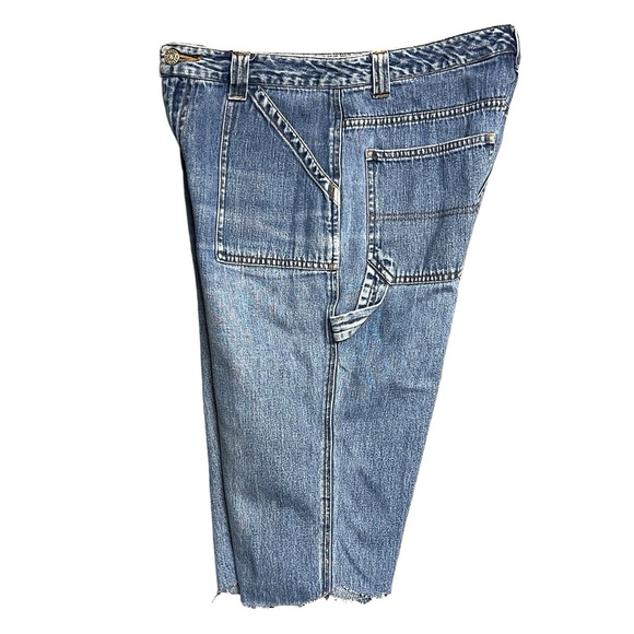 Bill Blass Shorts 6 Blue Vintage 90s Carpenter Jorts Frayed Hem Utility‎ Retro - Picture 6 of 9